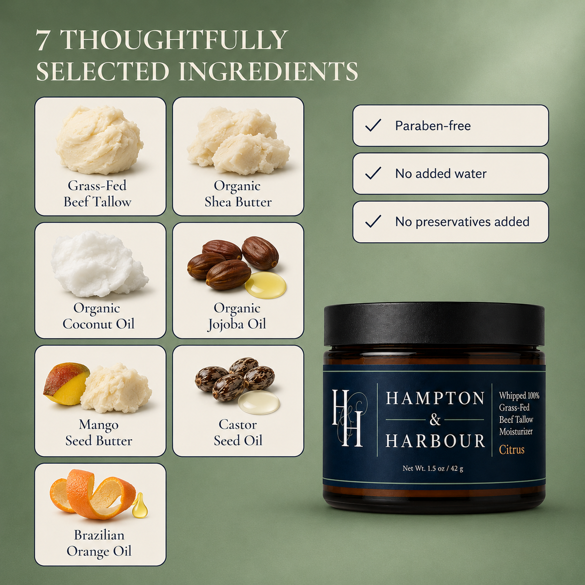 Whipped 100% Grass-Fed Beef Tallow Moisturizer